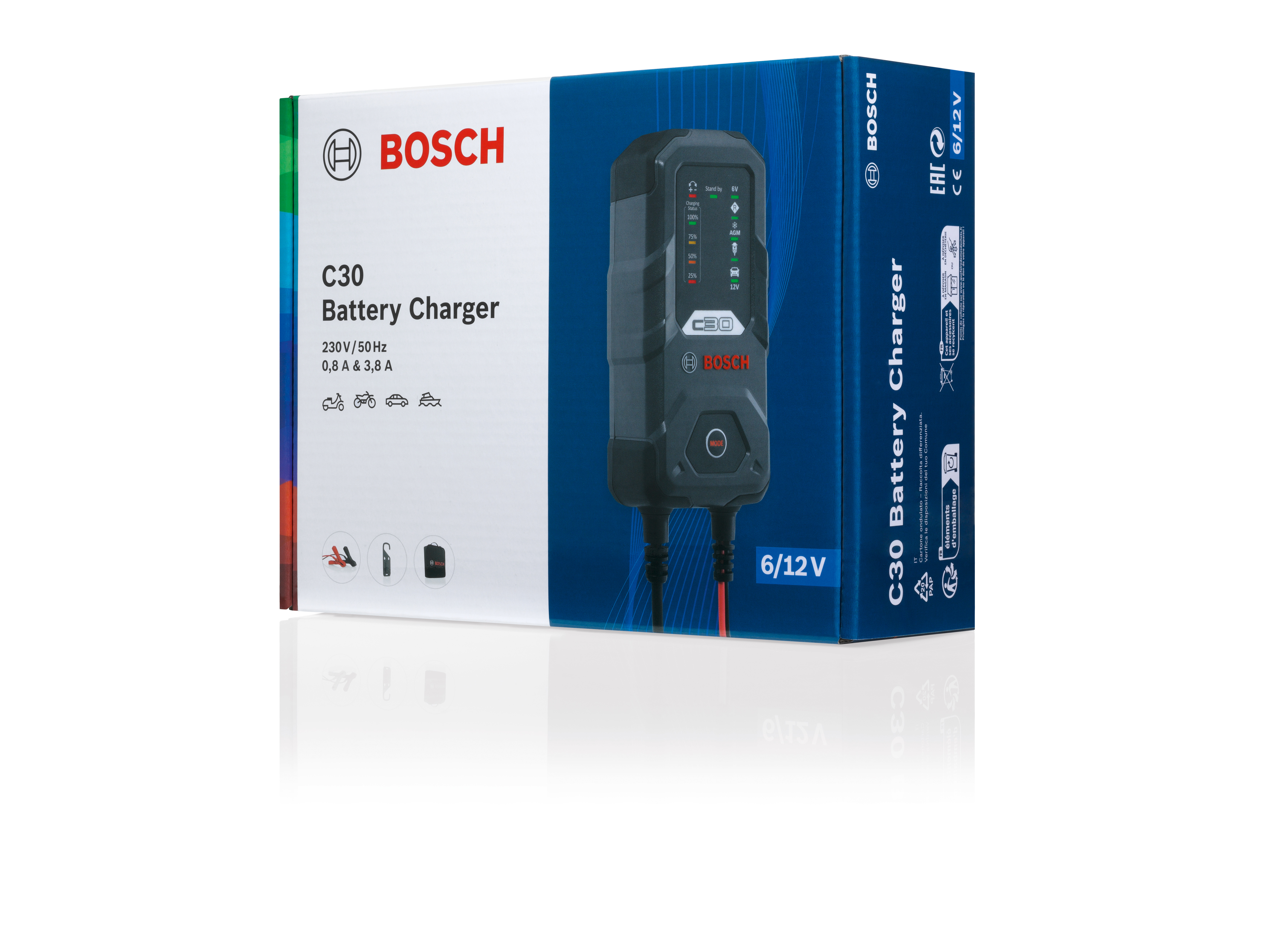 La nuova generazione di caricabatterie Bosch offre più funzioni e maggiore potenza 